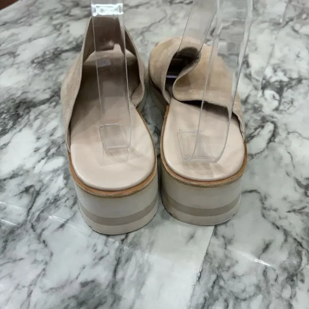 VINCE SARRIA TAN SUEDE WEDGE PLATFORM SLIDES Sandals SIZE 10